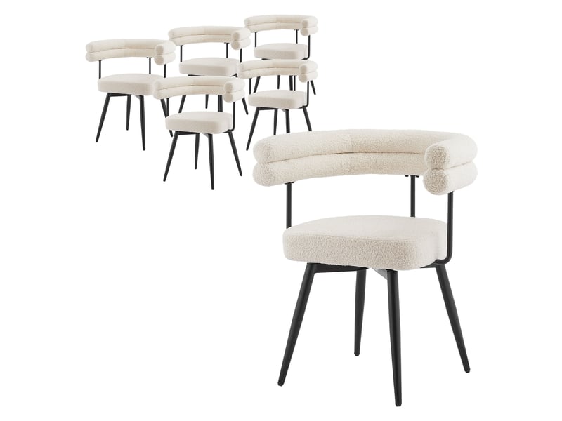 Ml-design lot de 6 chaises pivotantes beige en tissu teddy pieds en métal avec accoudoirs et dossier rotation 360° assise rembourrée ergonomique mobilier moderne pour salle à manger ou salon confort ECD Germany GmbH - Conforama A