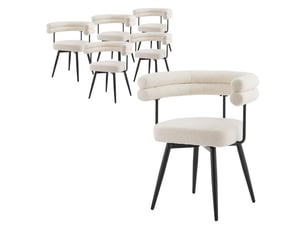 Ml-design lot de 6 chaises pivotantes beige en tissu teddy pieds en métal avec accoudoirs et dossier rotation 360° assise rembourrée ergonomique mobilier moderne pour salle à manger ou salon confort