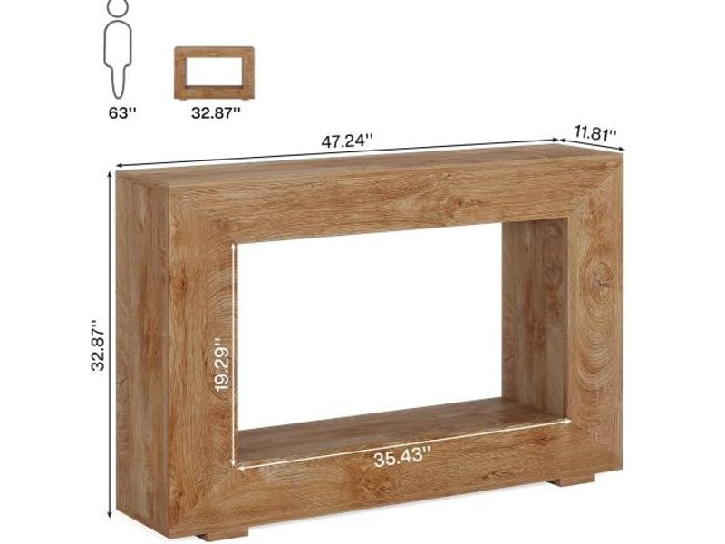  Console d'entrée 120x30 cm – marron – style campagne avec rangement ouvert  - Conforama C