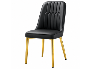 Lot de 4 chaises de salle à manger en simili cuir noir, pieds métal antidérapants