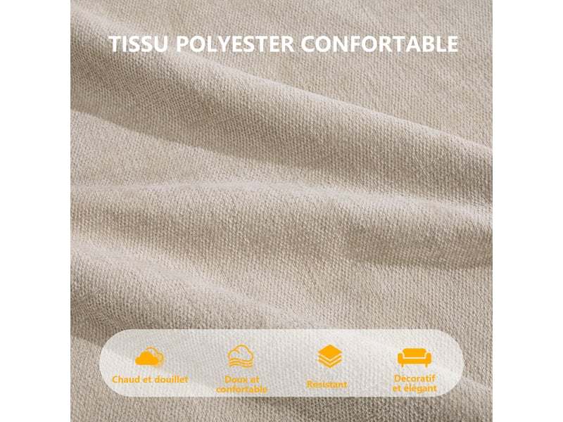 Canapé 4 places, revêtement en tissu, sans assemblage, beige - Conforama W