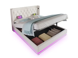 Lit coffre 180x200 cm VIVRYN coloris blanc