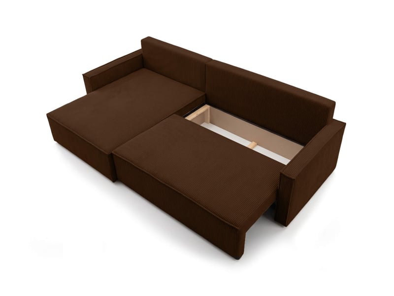 Farah - canapé d'angle max réversible et convertible 5 places accoudoirs slim en velours côtelé - Conforama D