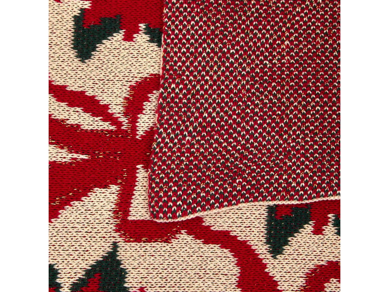  Plaid de noël en tricot motif poinsettia 130 x 170 cm  - Conforama B