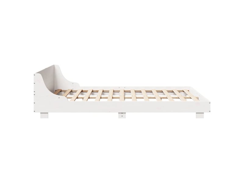  Lit double- lit adulte -  cadre de lit sans matelas blanc 150x200 cm bois de pin massif  - Conforama D