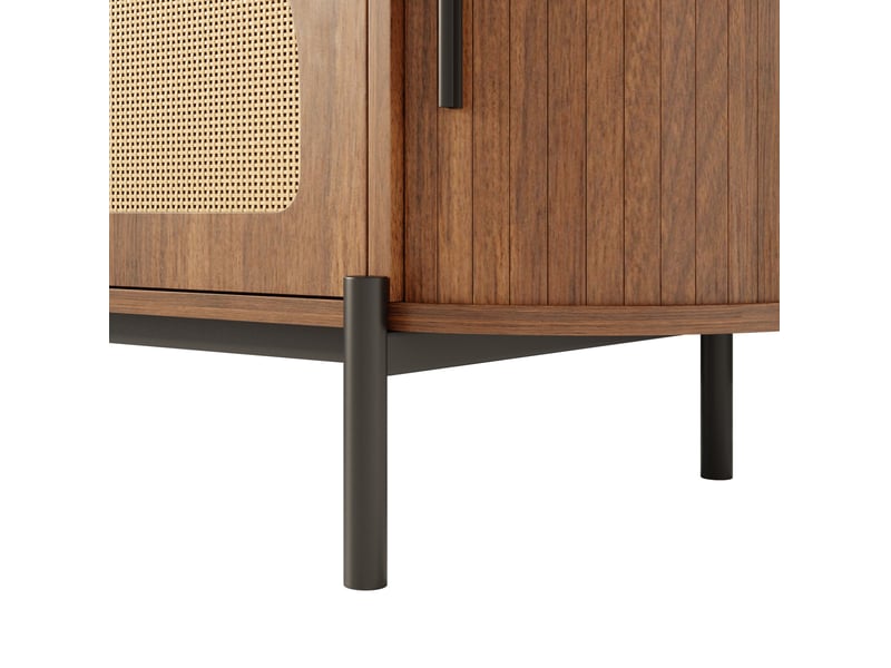  Meuble tv ovale 200x40x49,5 cm portes coulissantes mdf noyer  - Conforama D