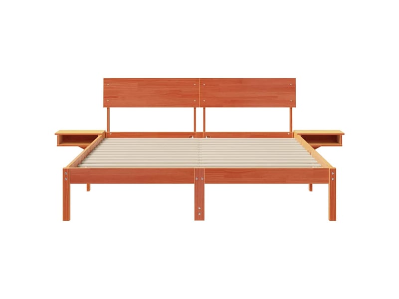  Lit double- lit adulte -  cadre de lit avec tête de lit brun  150 x 200 cm pin massif  - Conforama D