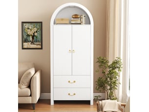 Buffet 2 porte(s) 2 tiroir(s) <strong>HAVRYA</strong> <strong></strong> - 76 cm coloris blanc
