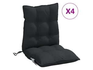 Lot de 4 coussins d'extérieur, coussins de chaise noir 100 x 50 x 7 cm cf56417