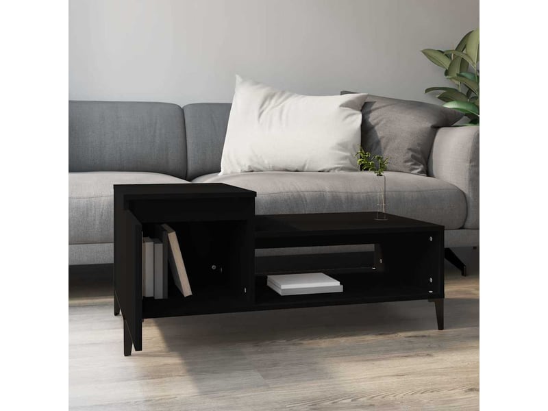  Table basse rectangulaire | table de salon noir 100x50x45 cm bois d'ingénierie  - Conforama C