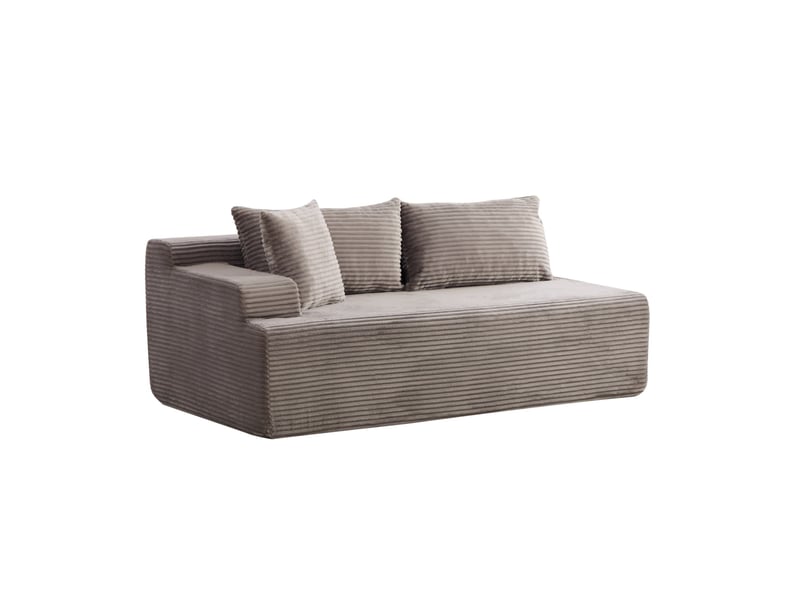 Canapé modulaire compressé 2 places en chenille gris avec fonction chaise longue - Conforama A