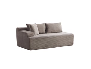 Canapé modulaire compressé 2 places en chenille gris avec fonction chaise longue