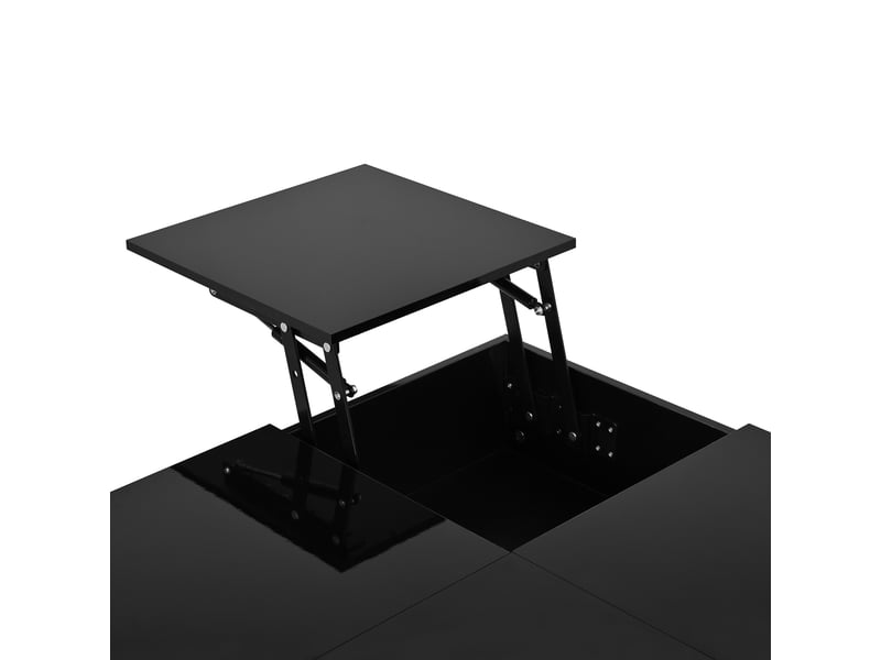  Table basse relevable avec tiroirs et led noir brillant 72 x 72 x 35 cm N621P497636S - Conforama D