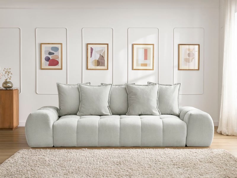  Bobochic canapé droit fixe 3 places everest tissu texturé gris clair EVEREST - Conforama D