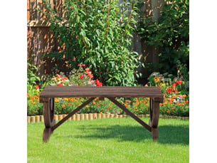 Banc de jardin rustique 2 places en bois de sapin marron 98 x 50 x 39,5 cm, résistant à l'eau et aux intempéries