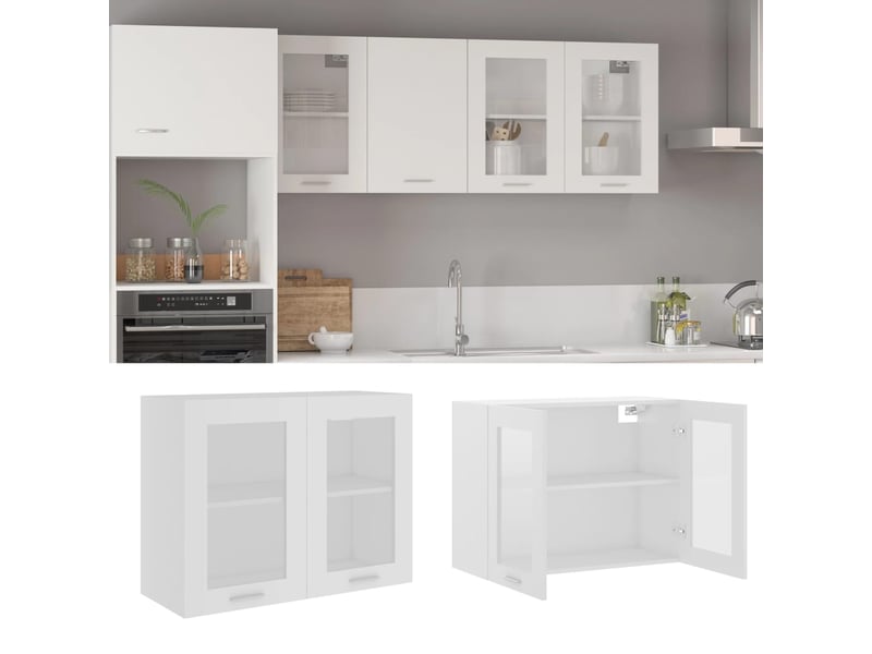  Vitrine suspendue lyon blanc 80 x 31 x 60 cm bois d'ingénierie  - Conforama B