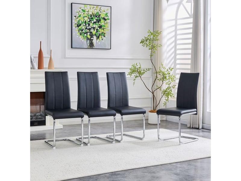  Chaise moderne noire - cuir pu - cadre en métal - confort ergonomique - facile à entretenir - montage rapide noir - Conforama B