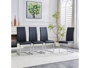 Chaise moderne noire - cuir pu - cadre en métal - confort ergonomique - facile à entretenir - montage rapide