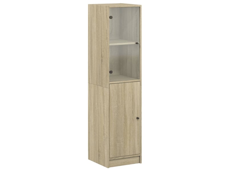  Buffet - bahut - meuble de rangement avec porte en verre chêne sonoma 35x37x142 cm  - Conforama A