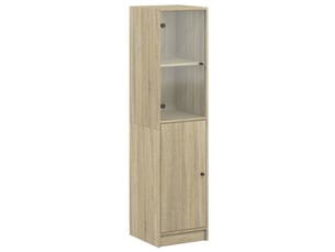 Buffet - bahut - meuble de rangement avec porte en verre chêne sonoma 35x37x142 cm
