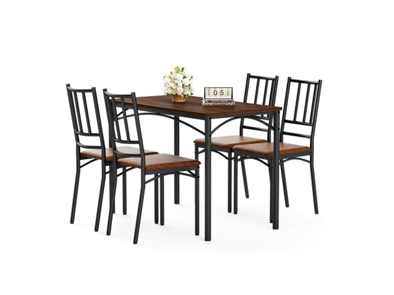  Ensemble table à manger et bar - 4 chaises - table industrielle en bois de noyer, 110 cm x 60 cm x 76,5 cm  - Conforama A