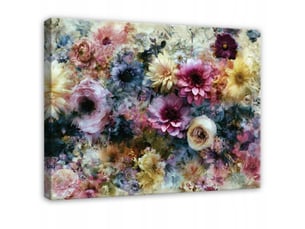 Tableau décoration murale impression sur toile fleurs romantique coloré - 90x60 cm - tableau décoration murale chambre et salon