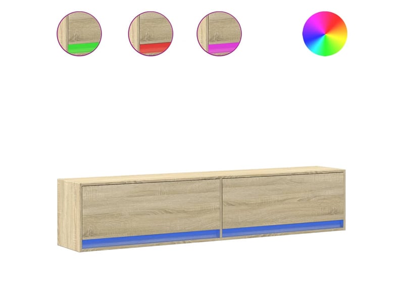 Meuble tv - banc tv - meuble de rangement mural avec led chêne sonoma 180x31x38 cm  - Conforama A