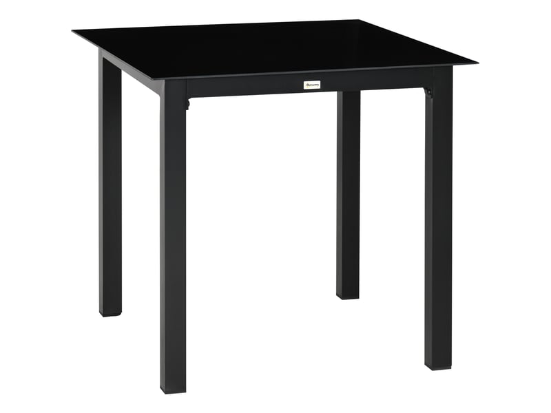 Table de jardin carrée 80 x 80 x 74 cm noire, aluminium et verre trempé, pour terrasse, balcon et extérieur - Conforama A