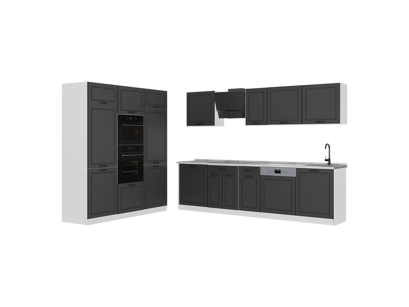  Vicco cuisine, anthracite campagneblanc, 180cm plan de travail marbre  - Conforama A