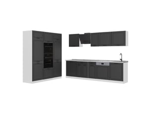 Vicco cuisine, anthracite campagneblanc, 180cm plan de travail marbre