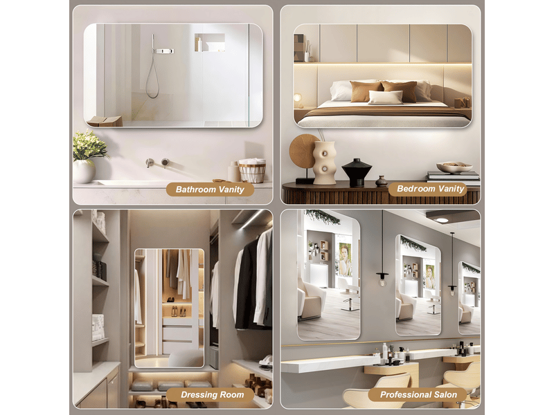 Miroir mural sans cadre 100 x 75 cm verre argenté fixation horizontale ou verticale W3700P436497 - Conforama D