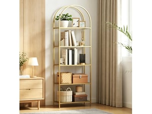 Bibliotheque coloris doré 5 étagère(s) DESMIU - 30 cm x 175 cm