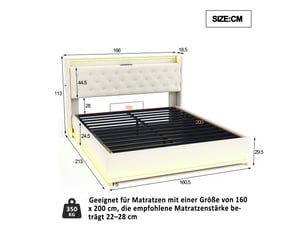 Lit coffre 160x200 cm coloris beige