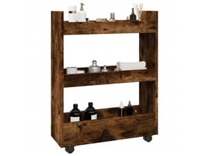 Chariot de rangement étroit pour bureau 3 niveaux chêne fumé shl75920
