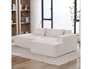 Canapé 2 places beige en tissu polyester - compact 235 cm, assise souple et style moderne