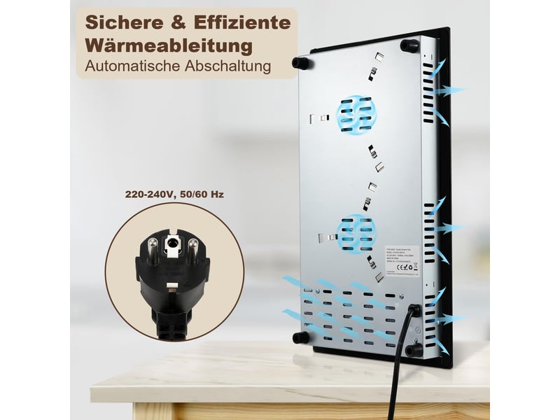  Plaque vitrocéramique 2 foyers 3000 w, plaque de cuisson encastrable 30 cm, commande tactile, 9 niveaux et minuteur 99 min  - Conforama R