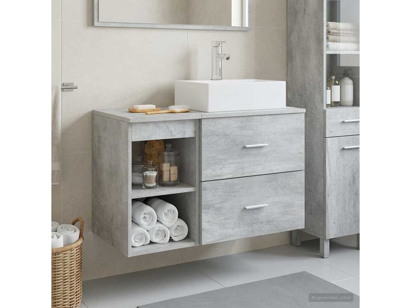  Ensemble de mobilier de salle de bain 2 pcs gris béton shl5857  - Conforama B