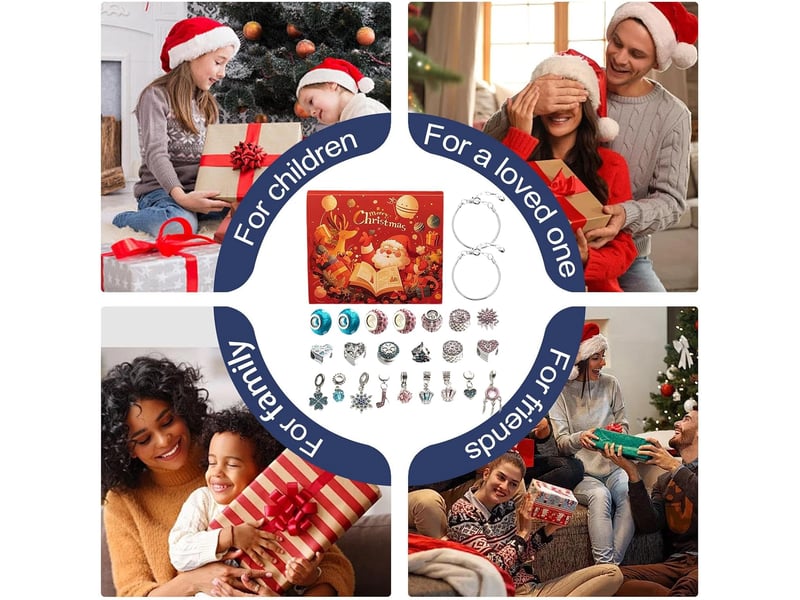 Calendrier de l'avent bijoux – bracelets, boucles d'oreilles et pendentifs à charms, compte à rebours de noël - Conforama E