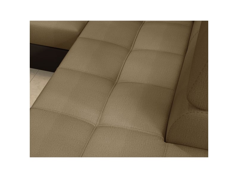  Canapé d'angle convertible palazzo 4 places marron clair et foncé – angle gauche avec 1 coussin  - Conforama D