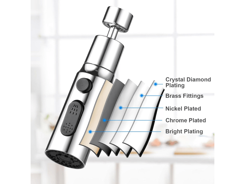  Douchette evier cuisine robinet 360 degres, 3 modes embout robinet cuisine avec aerateur, mitigeur evier cuisine tete de robinet rotative, adaptateur  - Conforama E