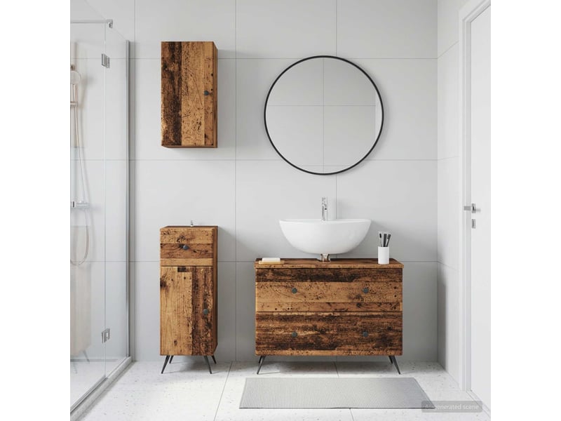  Ensemble de meuble de salle de bain 3 pièces breda bois ancien cf63342  - Conforama B