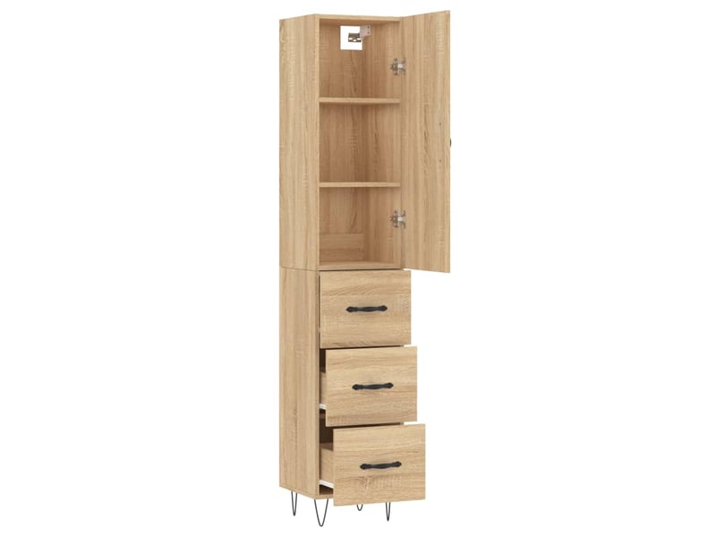  Buffet haut - bahut - meuble de rangement chêne sonoma 34,5x34x180 cm bois d'ingénierie  - Conforama D