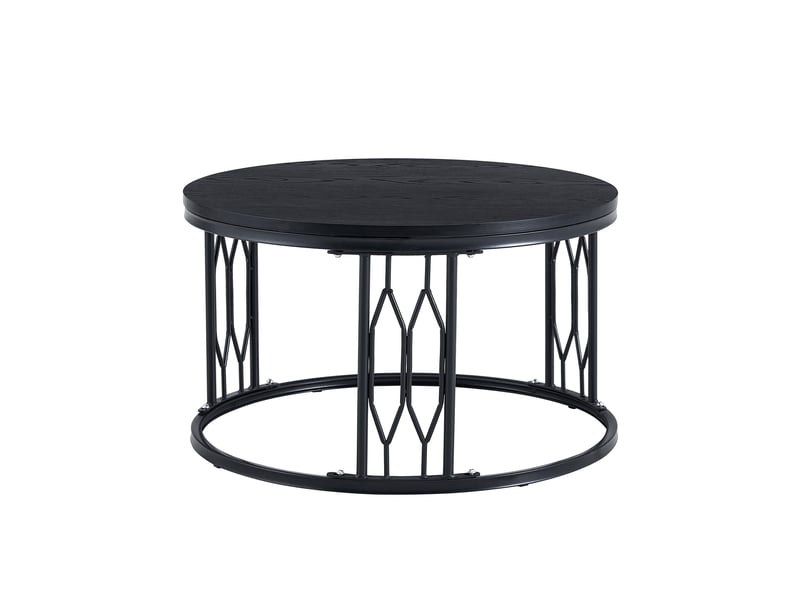  Table basse ronde avec rangement ouvert pour salon en mdf et métal ø70×40,5 cm noire  - Conforama A