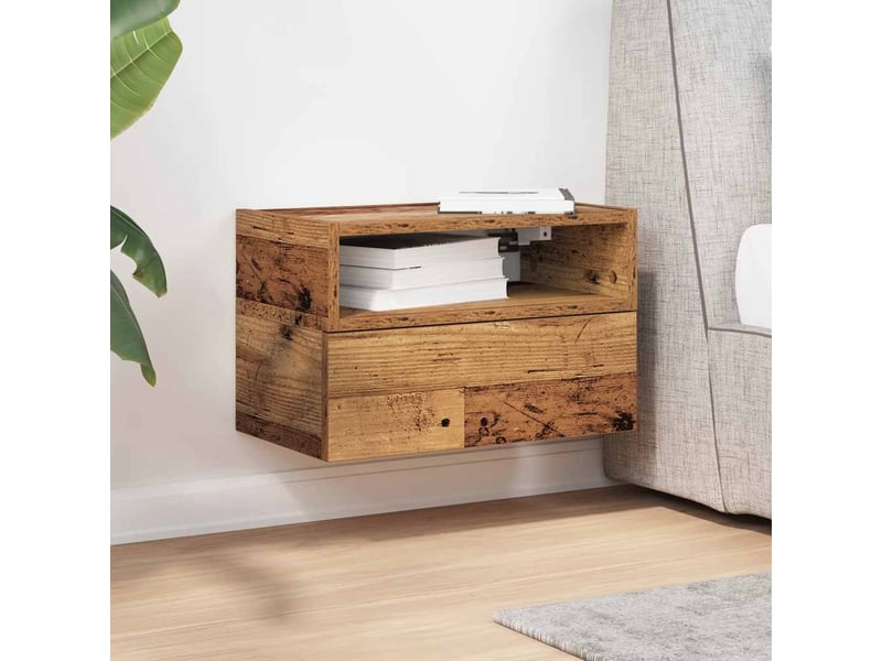  Table de chevet - cabinet de chevet - table de nuit murale vieux bois 45x26x28,5 cm  - Conforama B