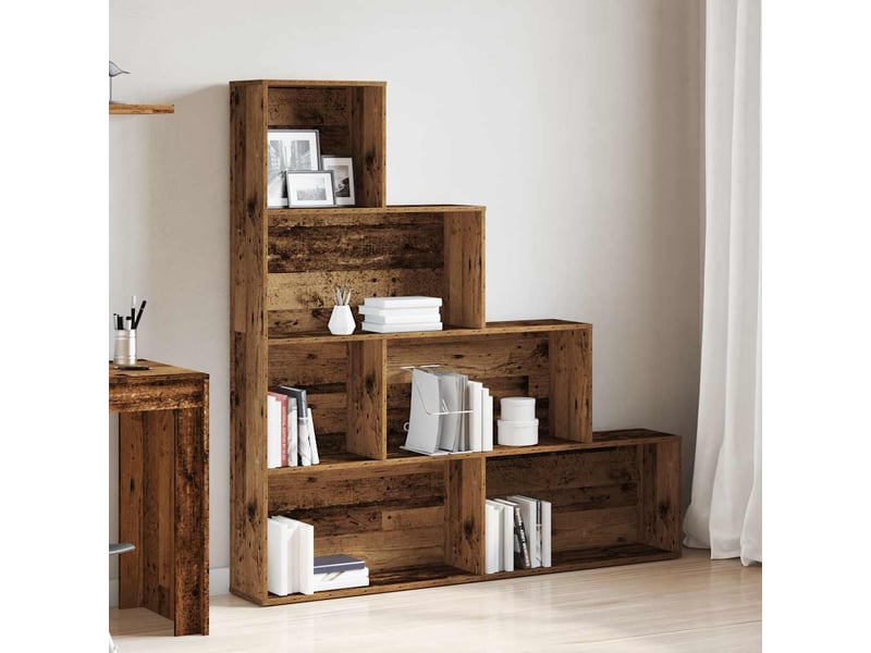  Bibliothèque, meuble de rangement salon vieux bois 157x24x160 cm bois d'ingénierie  - Conforama C