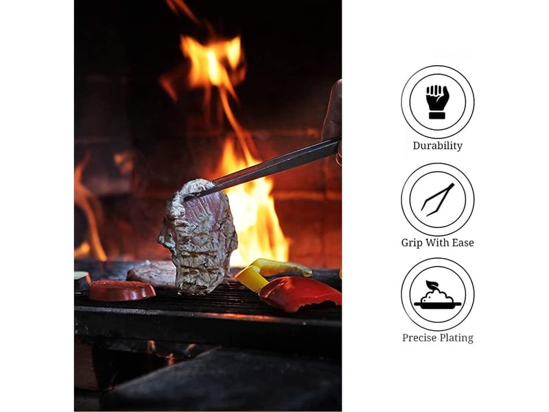 Pincette de cuisine en acier inoxydable, 30 cm pince de chef, outil de cuisine pour griller et cuire, longue pince à épiler droite No Commercial reference - Conforama E