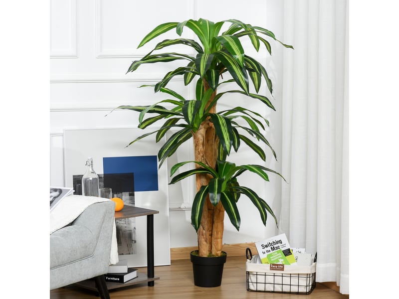  Dracaena artificiel avec 66 feuilles de mousse, plante artificielle pour jardin, balcon, bureau, décoration de salon, ø20 x 160 cm, vert  - Conforama C