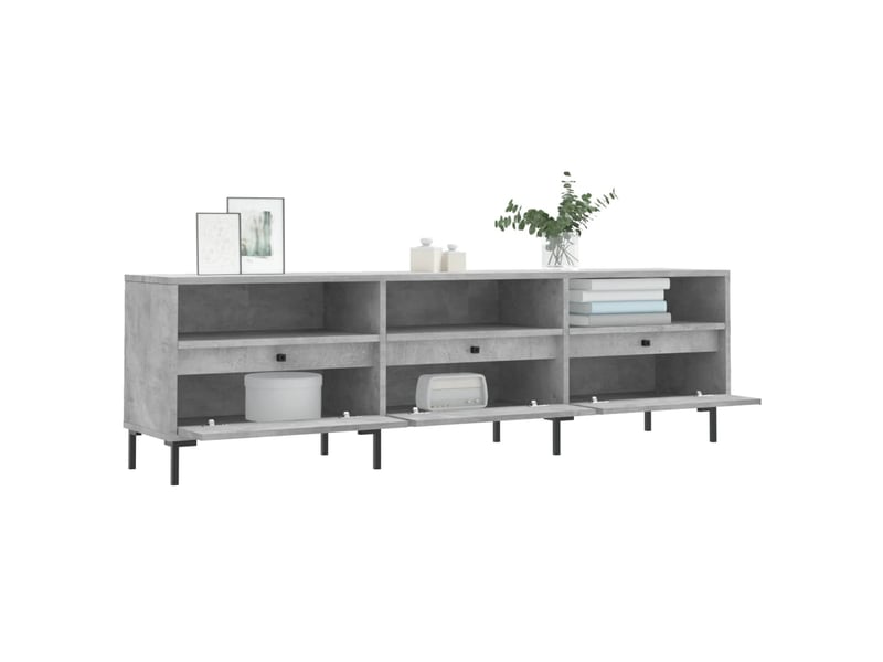  Meuble tv - banc tv - meuble de rangement gris béton 150x30x44,5 cm bois d'ingénierie  - Conforama D