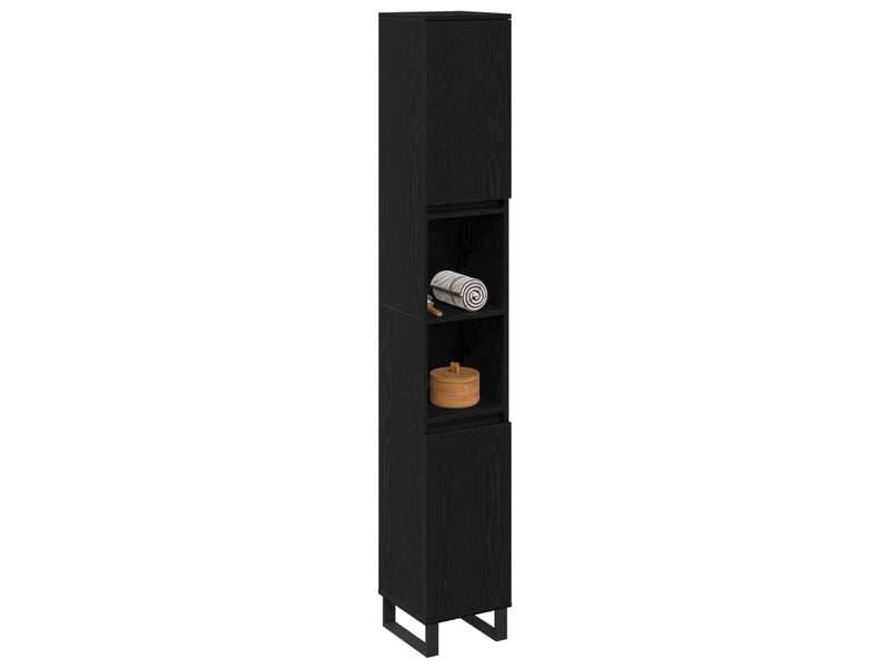  Cabinet de salle de bain, armoire salle de bain chêne noir 30 x 30 x 190 cm cf65327  - Conforama C