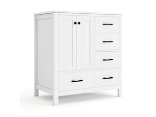 Meuble sous-vasque avec vasque céramique 4 tiroirs 2 portes blanc 76x46,3x82,3 cm